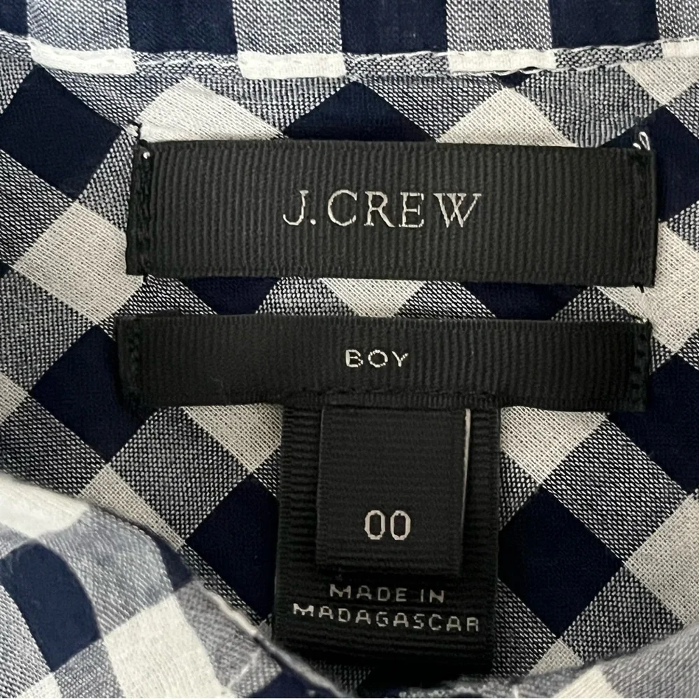 J.Crew Classic-Fit Boy Shirt in Crinkle Gingham Black White Check 00 Preppy